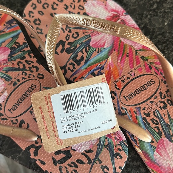 Havaianas 9/10 eur 39-40 crocus rose flip flops - Picture 3 of 3